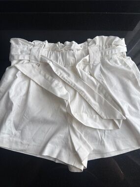 Zara White Paperbag Waist Tie Shorts